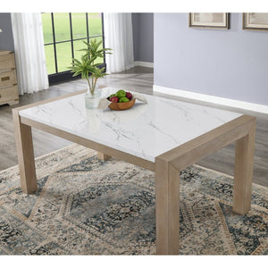English Elm Zelalle Five Piece Dining Set Faux Marble Top Wire Brushed Rubberwood with Upholstered Chairs T2574S00432