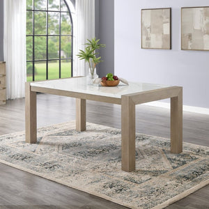 English Elm Zelalle Six Piece Dining Set Faux Marble Table Upholstered Chairs Bench Modern T2574S00433
