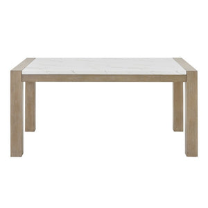 English Elm Zelalle Modern Faux Marble Dining Set with Six Upholstered Chairs in Gray Fabric T2574S00434