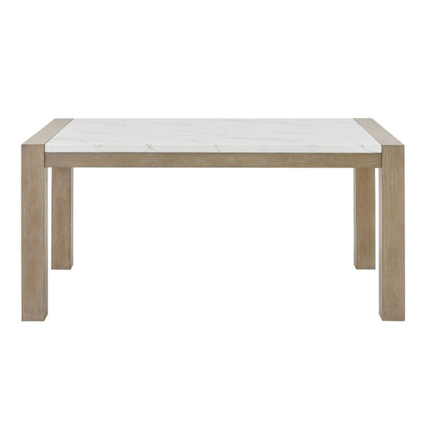English Elm Zelalle Modern Faux Marble Dining Set with Six Upholstered Chairs in Gray Fabric T2574S00434