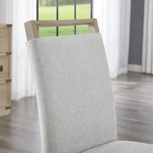 English Elm Zelalle Modern Faux Marble Dining Set with Six Upholstered Chairs in Gray Fabric T2574S00434