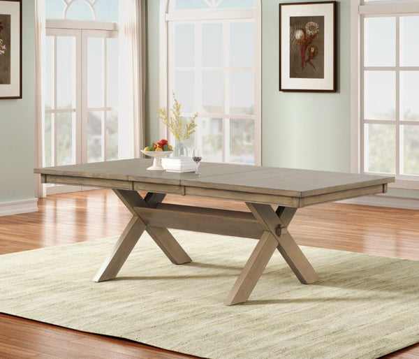 English Elm Raven Extendable Farmhouse Dining Table Rubberwood Trestle Base Seats up to 8 T2574S00435