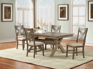 English Elm Zelalle Farmhouse Trestle Extendable Dining Set Seats Eight with Cross Back Chairs T2574S00436