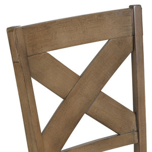 English Elm Zelalle Farmhouse Trestle Extendable Dining Set Seats Eight with Cross Back Chairs T2574S00436