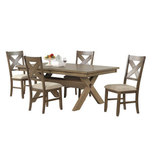 English Elm Zelalle Farmhouse Trestle Extendable Dining Set Seats Eight with Cross Back Chairs T2574S00436