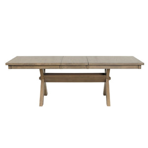 English Elm Raven Wood Farmhouse Trestle Extendable Dining Set with Eight Cross-Back Chairs T2574S00437