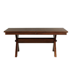 English Elm Karven Trestle Extendable Dining Table Seats Eight Rubberwood Farmhouse Design T2574S00439