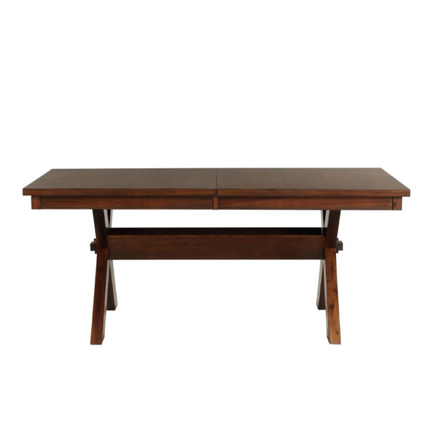 English Elm Karven Trestle Extendable Dining Table Seats Eight Rubberwood Farmhouse Design T2574S00439