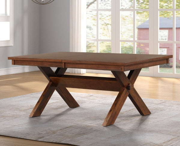 English Elm Karven Trestle Extendable Dining Table Seats Eight Rubberwood Farmhouse Design T2574S00439