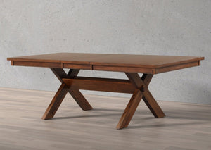 English Elm Karven Trestle Extendable Dining Table Seats Eight Rubberwood Farmhouse Design T2574S00439