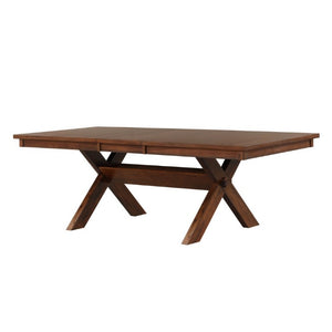 English Elm Karven Trestle Extendable Dining Table Seats Eight Rubberwood Farmhouse Design T2574S00439