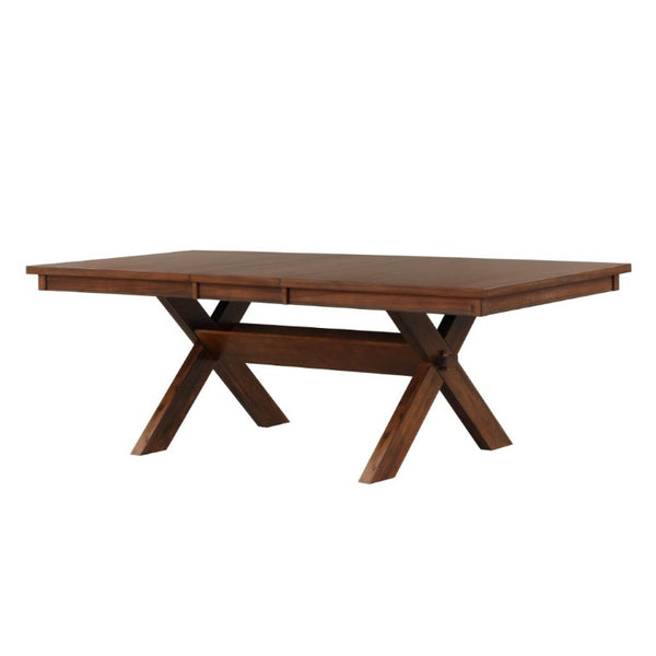 English Elm Karven Trestle Extendable Dining Table Seats Eight Rubberwood Farmhouse Design T2574S00439