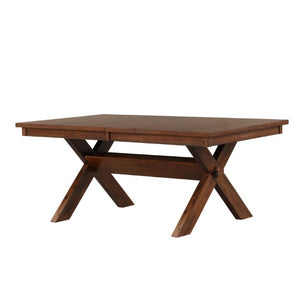 English Elm Karven Trestle Extendable Dining Table Seats Eight Rubberwood Farmhouse Design T2574S00439