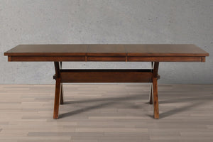 English Elm Karven Extendable Trestle Dining Set Rubberwood Table with Four Cross-Back Chairs T2574S00440