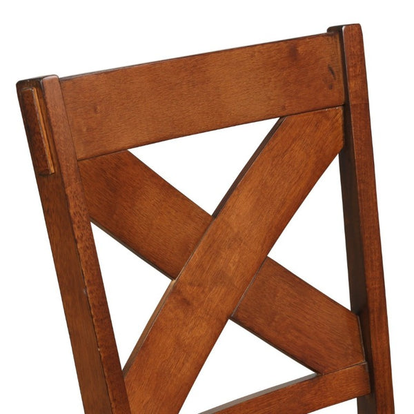 English Elm Karven Farmhouse Extendable Trestle Dining Set with Six Cross-Back Rubberwood Chairs T2574S00441