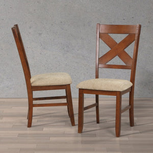 English Elm Karven Farmhouse Extendable Trestle Dining Set with Six Cross-Back Rubberwood Chairs T2574S00441