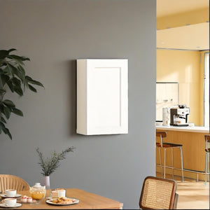English Elm White Shaker Solid Wood Wall Cabinet with Soft Close Door and Adjustable Shelves T2950P366447