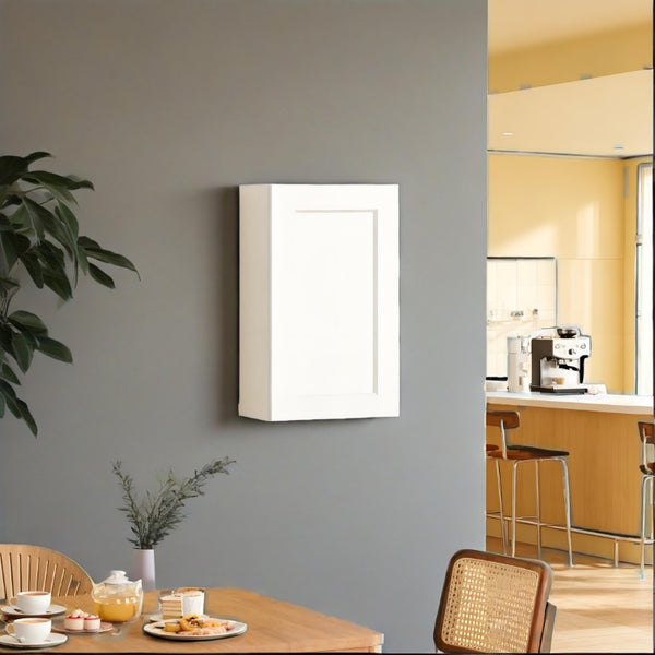 English Elm White Shaker Solid Wood Wall Cabinet with Soft Close Door and Adjustable Shelves T2950P366447