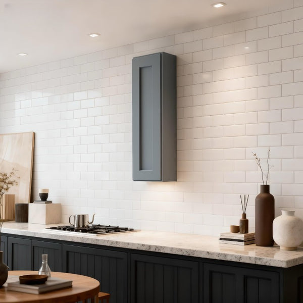 English Elm Dark Gray Shaker Wall Cabinet Solid Wood Single Door Adjustable Shelves Bathroom Kitchen T2950P390289