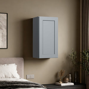 English Elm 18 Inch Shaker Wall Cabinet Solid Wood Adjustable Shelves Kitchen Bathroom Storage Gray T2950P390294