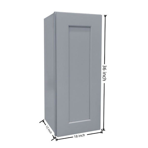 English Elm 18 Inch Shaker Wall Cabinet Solid Wood Adjustable Shelves Kitchen Bathroom Storage Gray T2950P390294