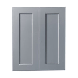 English Elm Dark Gray Shaker Wall Cabinet Solid Wood Frame with Adjustable Shelves for Kitchen Bath T2950P390299