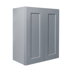 English Elm Dark Gray Shaker Wall Cabinet Solid Wood Frame with Adjustable Shelves for Kitchen Bath T2950P390299