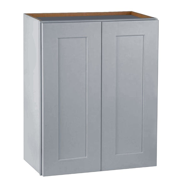 English Elm Dark Gray Shaker Wall Cabinet Solid Wood Frame with Adjustable Shelves for Kitchen Bath T2950P390299