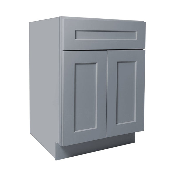 English Elm 24 Inch Solid Wood Shaker Base Cabinet Dark Gray Finish Adjustable Shelving RTA Kitchen T2950P390313