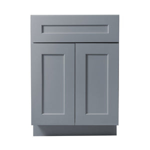 English Elm 24 Inch Solid Wood Shaker Base Cabinet Dark Gray Finish Adjustable Shelving RTA Kitchen T2950P390313