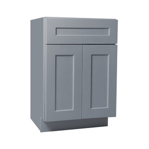 English Elm 24 Inch Solid Wood Shaker Base Cabinet Dark Gray Finish Adjustable Shelving RTA Kitchen T2950P390313