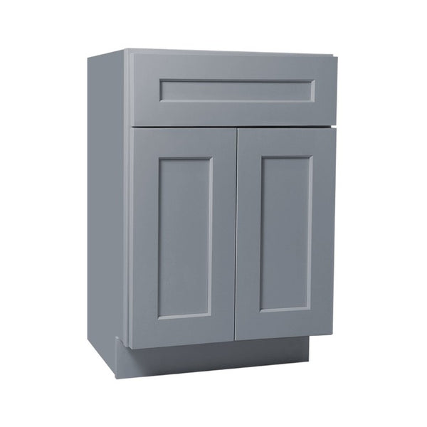 English Elm 24 Inch Solid Wood Shaker Base Cabinet Dark Gray Finish Adjustable Shelving RTA Kitchen T2950P390313