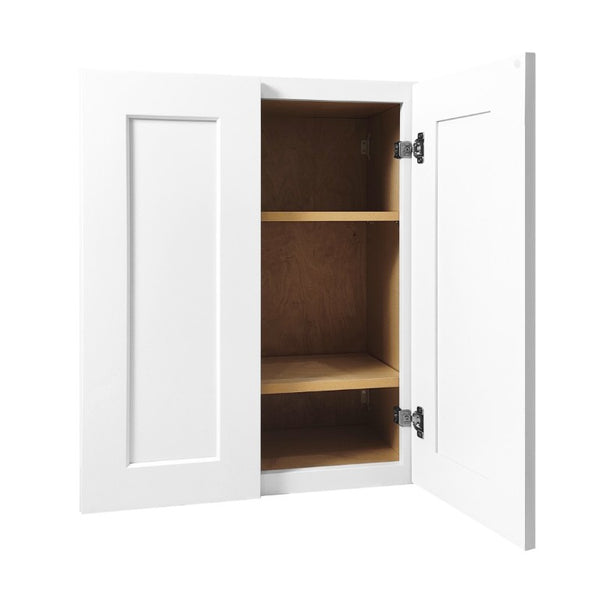 English Elm White Shaker Solid Wood Wall Cabinet Soft Close Double Door Kitchen Bathroom Storage T2950P425170