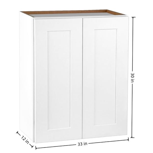 English Elm White Shaker Solid Wood Wall Cabinet Soft Close Double Door Kitchen Bathroom Storage T2950P425170