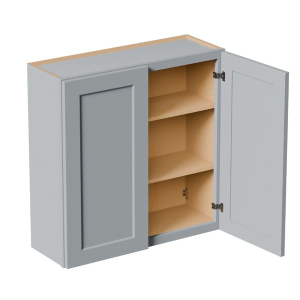English Elm Gray Shaker Solid Wood Wall Cabinet with Soft Close Doors and Adjustable Shelves T2950P479300