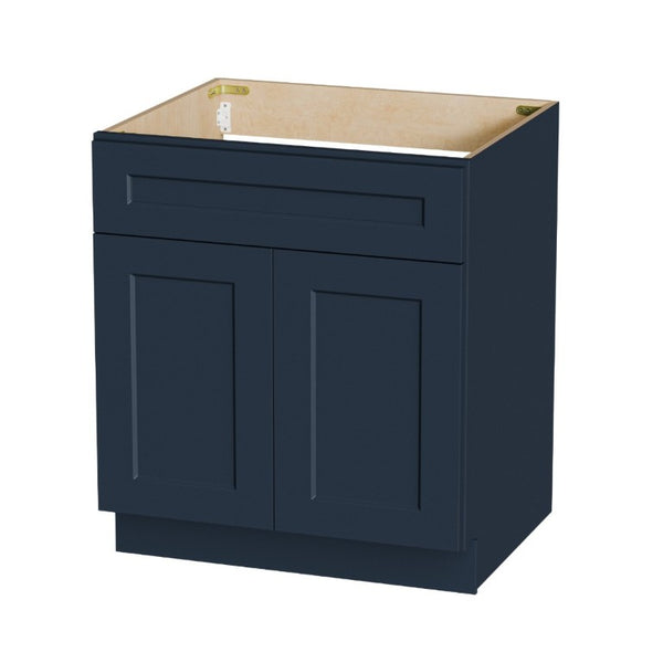 English Elm Shaker Solid Wood Sink Base Cabinet Navy Blue Painted Moisture Resistant Kitchen T2950P479976