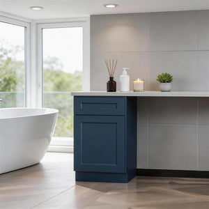 English Elm 21" Navy Shaker Solid Wood Base Cabinet Soft Close Door Drawer Adjustable Shelf T2950P511180