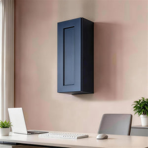 English Elm 12" Navy Blue Solid Wood Shaker Wall Cabinet with Adjustable Shelves for Kitchen Bath T2950P511181