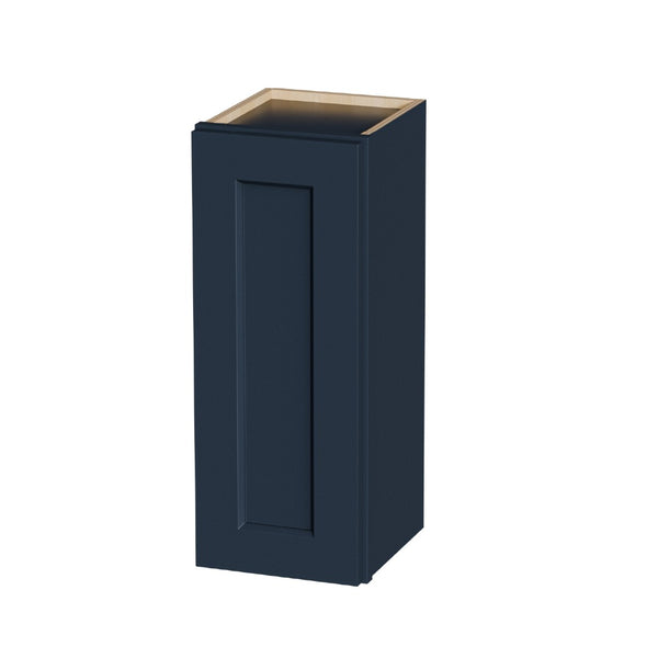 English Elm 12" Navy Blue Solid Wood Shaker Wall Cabinet with Adjustable Shelves for Kitchen Bath T2950P511181
