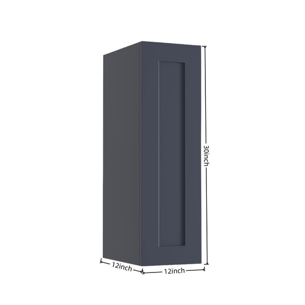 English Elm 12" Navy Blue Solid Wood Shaker Wall Cabinet with Adjustable Shelves for Kitchen Bath T2950P511181