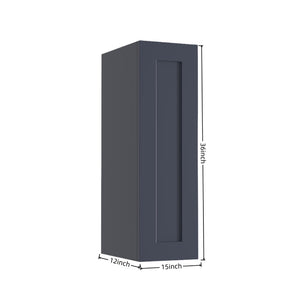 English Elm 15" Solid Wood Shaker Wall Cabinet Navy Finish Two Adjustable Shelves for Kitchen Bath T2950P511183