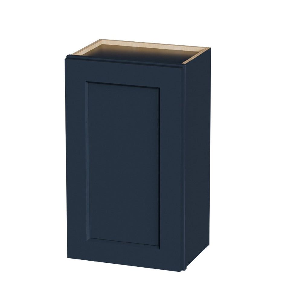 English Elm 18" Navy Shaker Solid Wood Wall Cabinet with Adjustable Shelves for Kitchen or Bath T2950P511184
