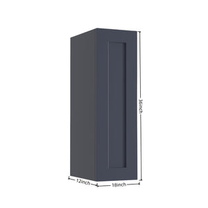 English Elm 18" Navy Shaker Solid Wood Wall Cabinet with Adjustable Shelves for Kitchen or Bath T2950P511184