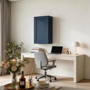 English Elm 21" Navy Shaker Solid Wood Wall Cabinet with Adjustable Shelves for Kitchen or Bath T2950P511186