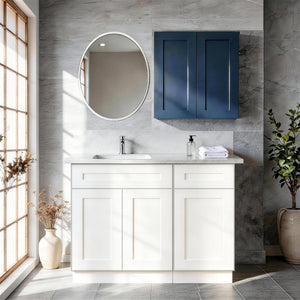 English Elm 24" Navy Shaker Solid Wood Wall Cabinet with Adjustable Shelves for Kitchen Bath Storage T2950P511188
