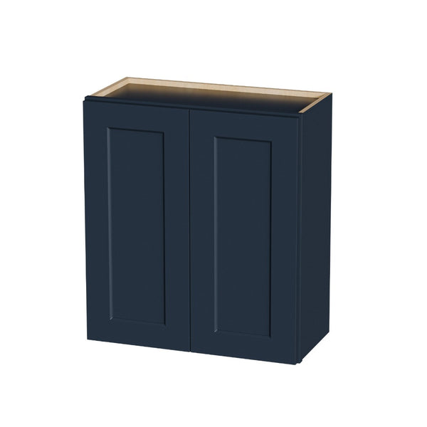 English Elm 27" Navy Shaker Solid Wood Wall Cabinet with Adjustable Shelves for Kitchen or Laundry T2950P511189