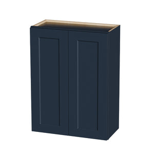 English Elm 27" Navy Blue Solid Wood Shaker Wall Cabinet with Adjustable Shelves for Kitchen Bath T2950P511190