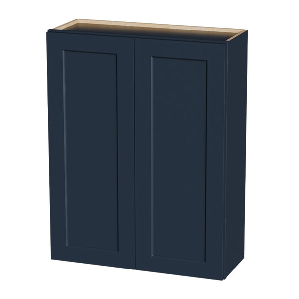 English Elm 33" Navy Shaker Solid Wood Wall Cabinet Soft Close Adjustable Kitchen Storage T2950P511196
