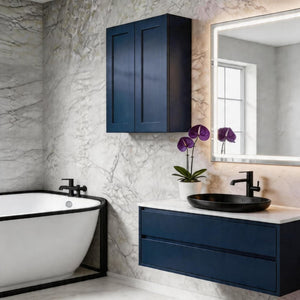 English Elm 33" Navy Shaker Solid Wood Wall Cabinet Soft Close Adjustable Kitchen Storage T2950P511196