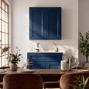 English Elm 33" Navy Shaker Solid Wood Wall Cabinet Soft Close Adjustable Kitchen Storage T2950P511196